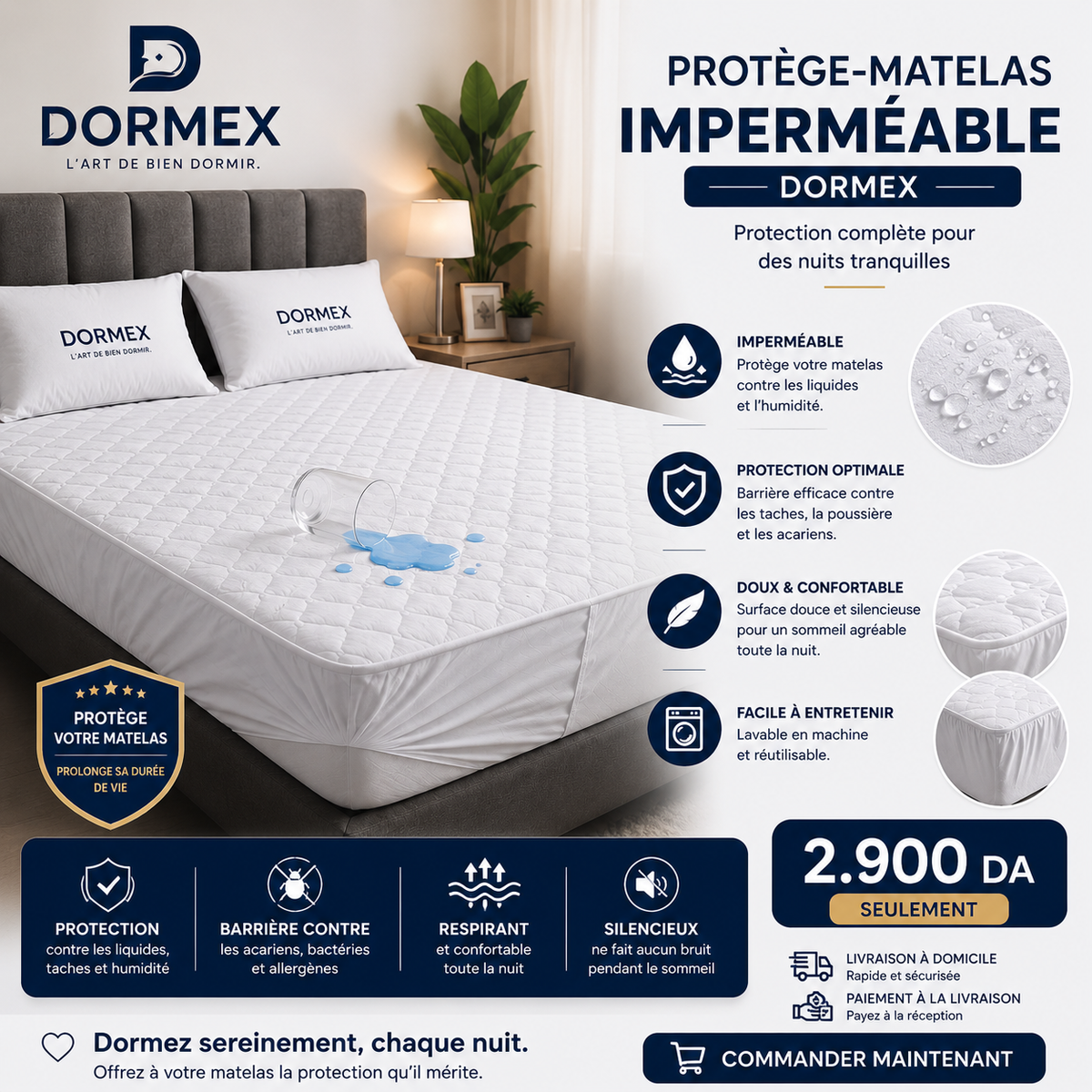 🛏️ Protège-Matelas Imperméable DORMEX